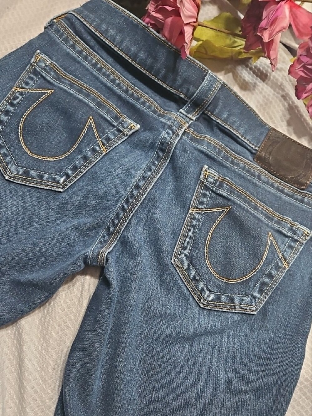 True Religion Lexi Skinny Bootcut Jeans in Dark Blue Wash Sz 27